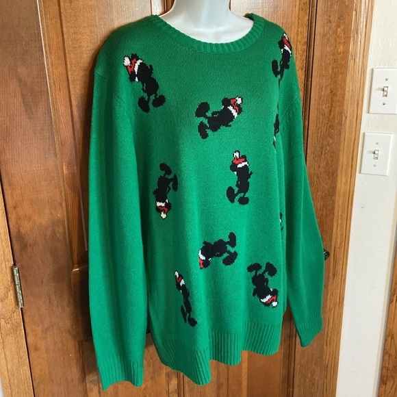Disney Christmas Mickey MouseSweater Pullover Ribbed Knit Long Sleeve Holiday XL - Picture 2 of 10